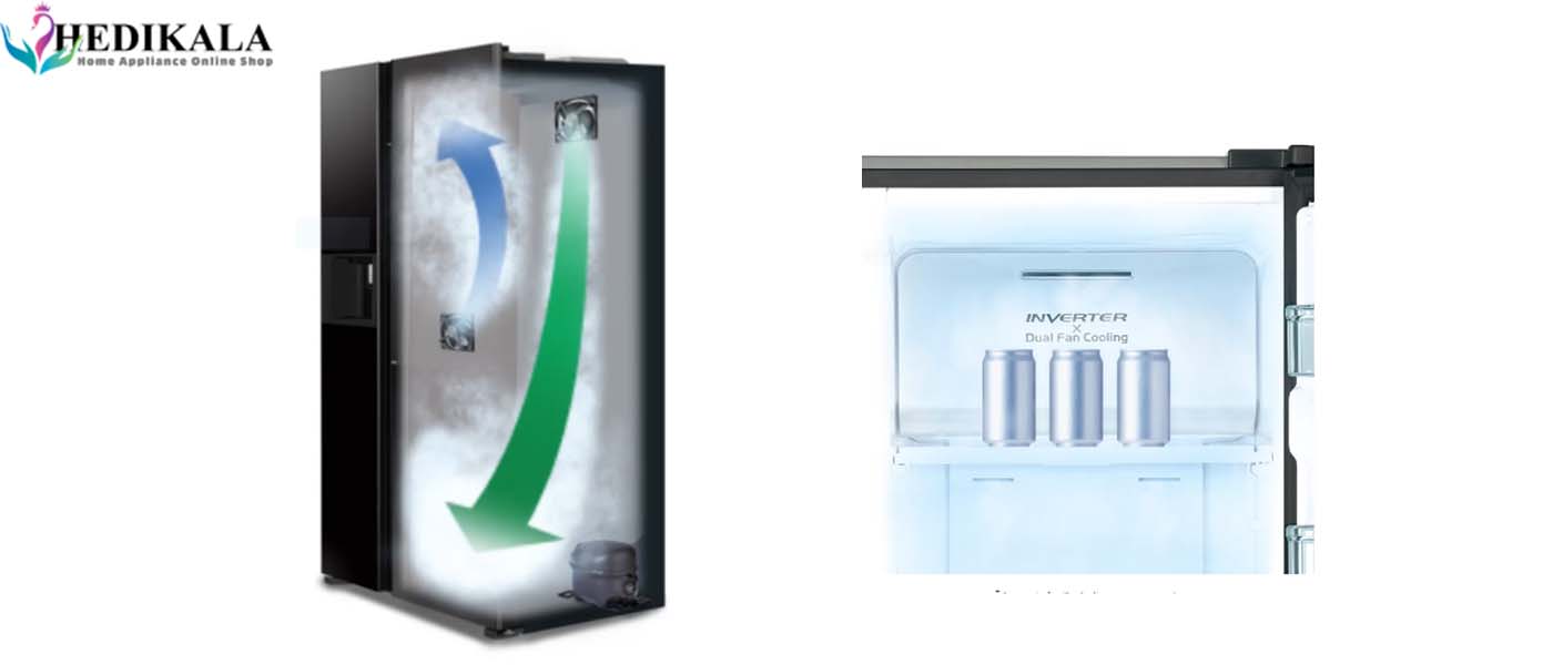 سیستم توضیع سرما فن دوگانه در یخچال هیتاچی 28 فوت مدل R-SX700GPUQ0